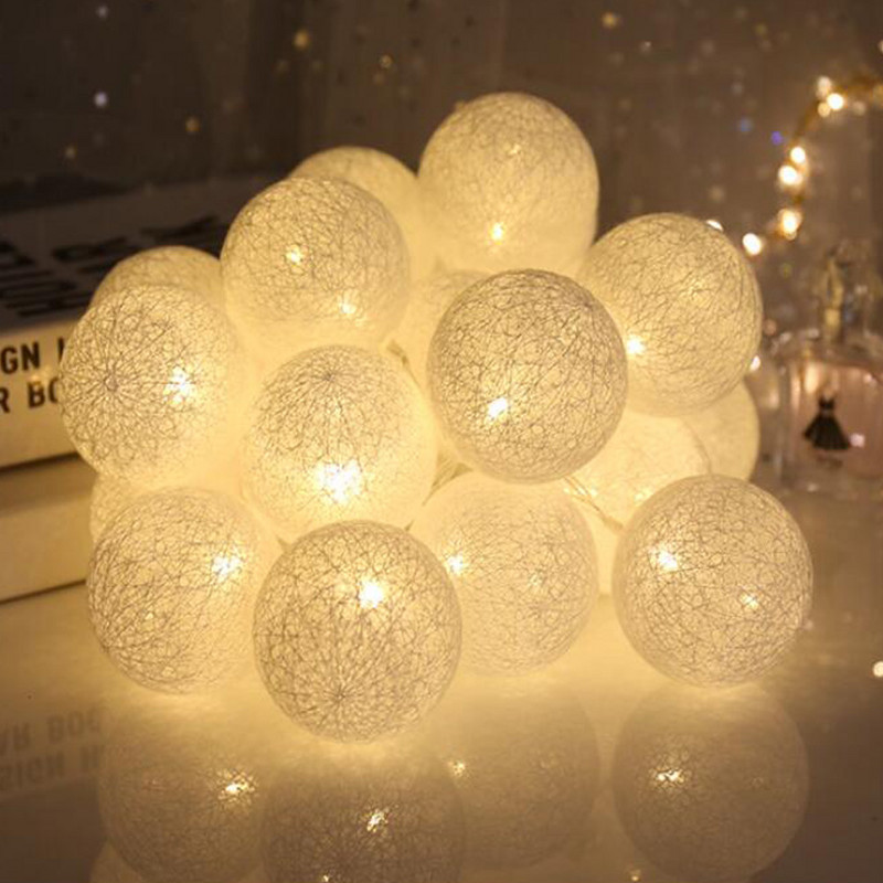 Ghirlandă de ghirlande de bumbac șiruri luminoase 10/20 LED șiruri de iluminat pentru zâne de Crăciun pentru vacanță în aer liber, petrecere de nuntă, lumină pentru decorarea casei