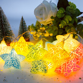 LED Ice Crack Star Lights Baterija / USB Kalėdų Pasakų Žvaigždės Šviestuvai Šiltai Balta Girliandos Apšvietimas Kalėdų vestuvių namų dekoras