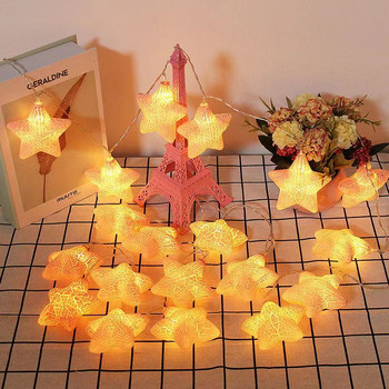 LED Ice Crack Star Lights Battery/USB Christmas Fairy Stars String Lights Ζεστό Λευκό Φωτιστικό γιρλάντα Χριστουγεννιάτικη διακόσμηση σπιτιού γάμου