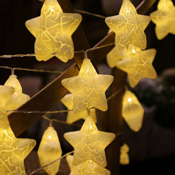 LED Ice Crack Star Lights Battery/USB Christmas Fairy Stars String Lights Ζεστό Λευκό Φωτιστικό γιρλάντα Χριστουγεννιάτικη διακόσμηση σπιτιού γάμου
