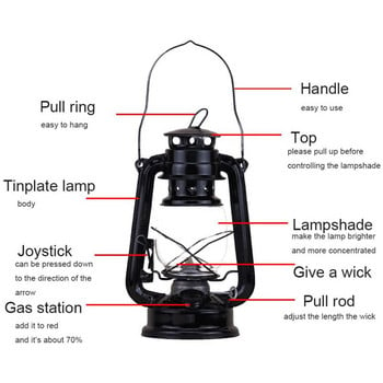 10 ιντσών Retro Outdoor Camping Kerosene Lamp Burning Hurricane Lantern Retro Lamps Kerosene for Camping Πεζοπορία Διακόσμηση βεράντας