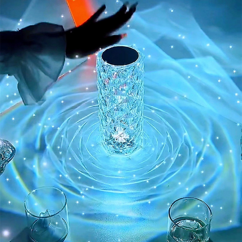 3/16 värvi LED kristallist laualamp Rose atmosfäärivalgusprojektor puutetundlik kaugjuhtimispult romantiline teemantvalgusti USB peovalgusti