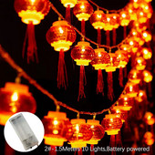 10/20LED LED styginių lempučių kutas raudonas žibintuvėlis, USB / baterija veikia Naujųjų metų festivalio dekoravimo styginių naktinių šviesų