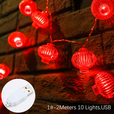 10/20LED LED styginių lempučių kutas raudonas žibintuvėlis, USB / baterija veikia Naujųjų metų festivalio dekoravimo styginių naktinių šviesų