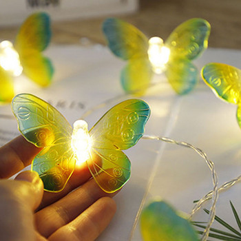 Светодиодна лампа с пръстен Празнично осветление 1,5 м 10 пеперуди LED светлина с низ Многоцветна атмосферна светлина за коледна украса