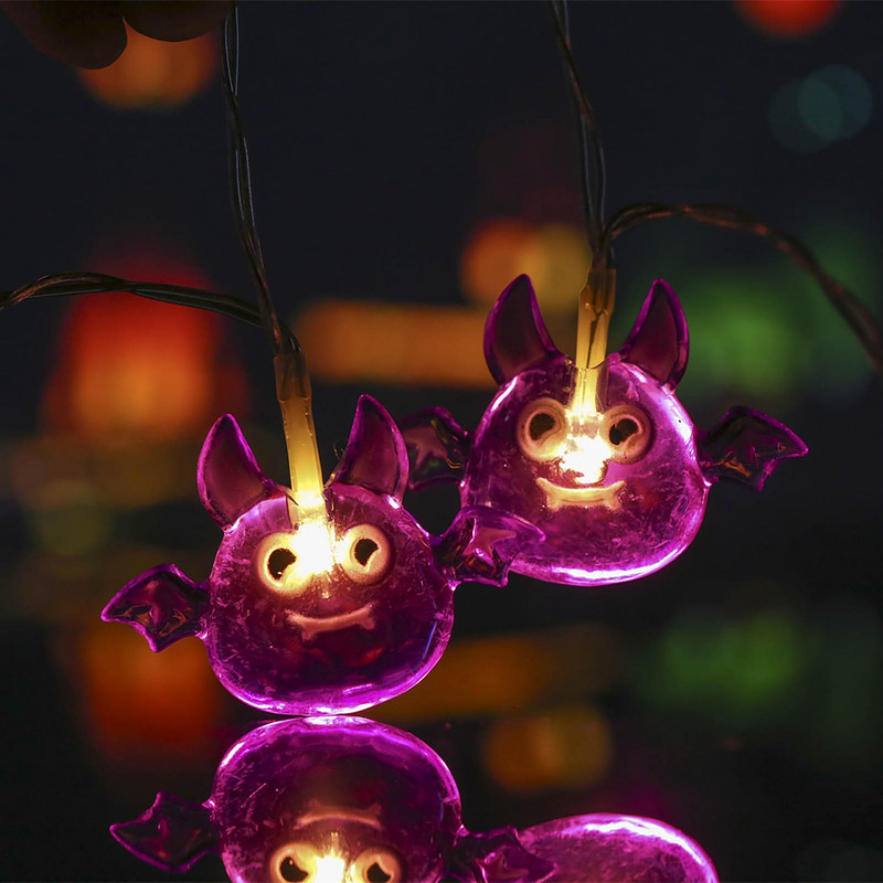 1,5/2/3m Led Halloween Bat Skull 10-20 String Lights Happy Halloween Party Decorations Kids Love Spooky Decorations Halloween