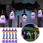 Halloween amuzant păianjen șir de lumină LED cutie de baterii șir de lumină schelet dovleac de Halloween lanternă fantomă lumină de noapte luminoasă