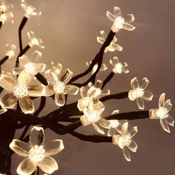 LED Декоративна настолна лампа Cherry Blossom Tree Нощни светлини Nordic Crystal Flower Table Light за спалня Нощна декоративна настолна лампа