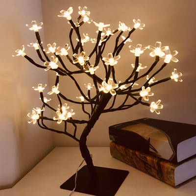 Lampă de birou cu LED pentru decorare, cu flori de cireș, lumini de noapte, cu flori de cristal nordice, pentru dormitor, lampă decorativă de masă pentru noptieră