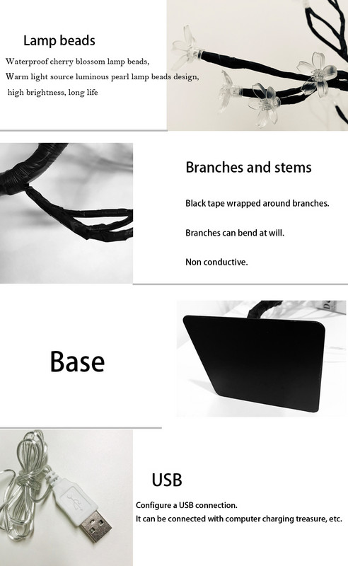 Lampă de birou cu LED pentru decorare, cu flori de cireș, lumini de noapte, cu flori de cristal nordice, pentru dormitor, lampă decorativă de masă pentru noptieră