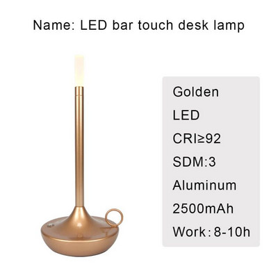 Birou Creativ Restaurant Bar Lampă de masă Reîncărcabilă Studiu Lectură Tactilă Lumină de birou Led Cu Port de încărcare Usb Alături