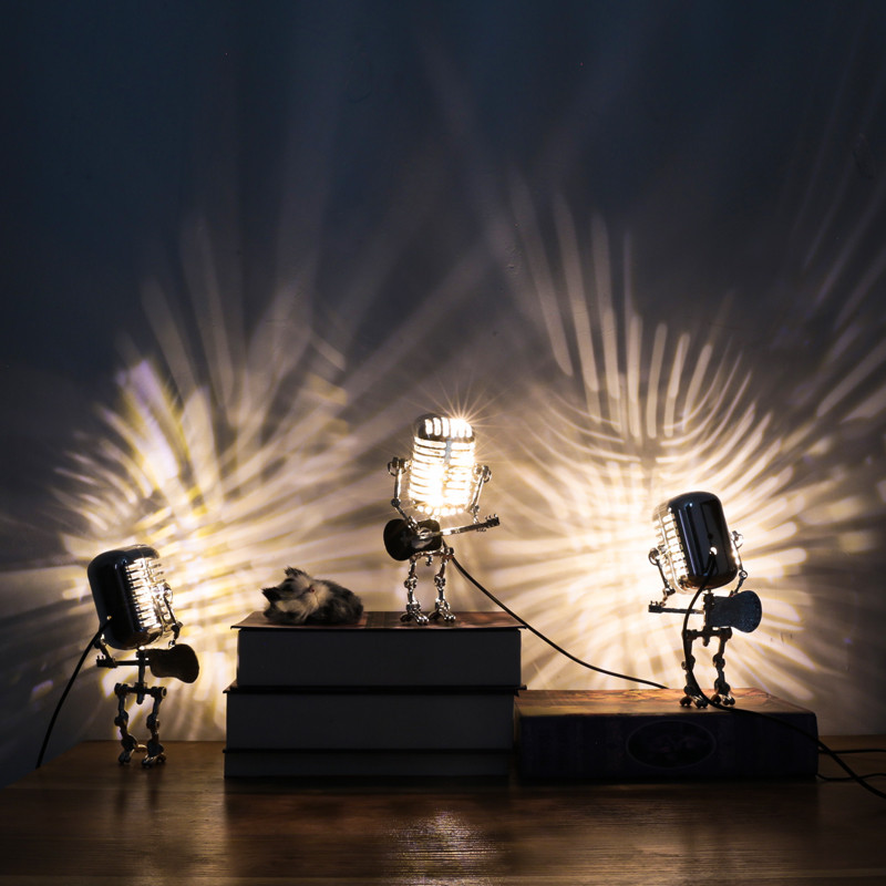 Amerikietiškas retro mikrofonas stalo lempa, skirta viešbučio miegamajam prie lovos Svetainės apdaila Apšvietimas Modernūs minimalistiniai staliniai šviestuvai