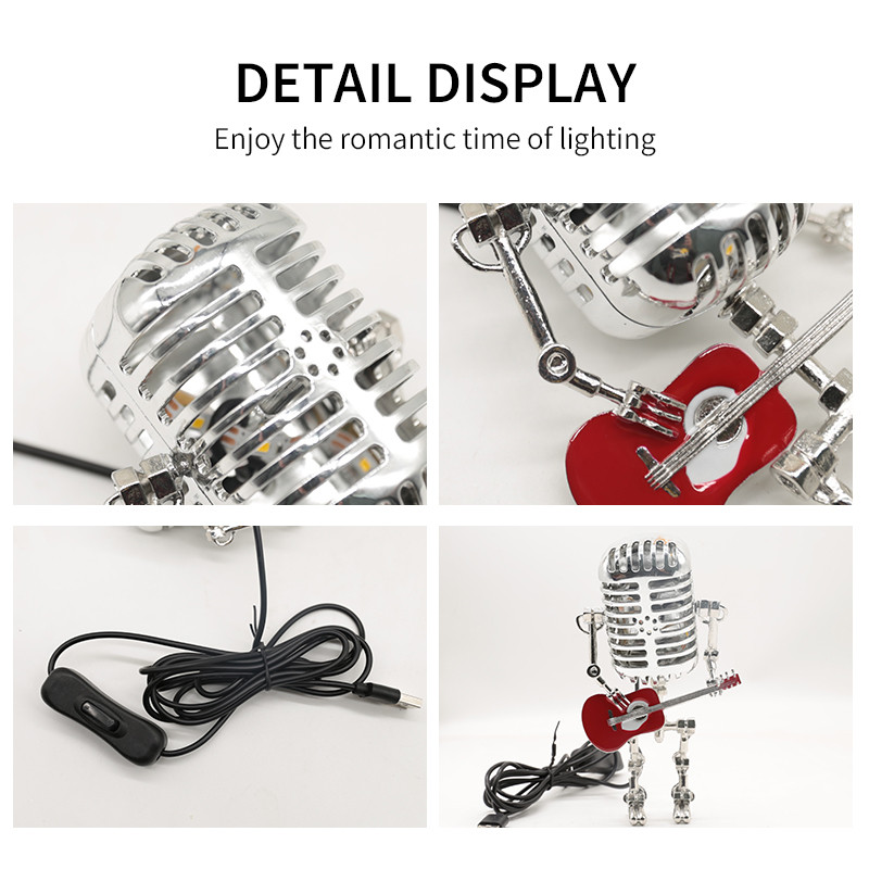 Amerikietiškas retro mikrofonas stalo lempa, skirta viešbučio miegamajam prie lovos Svetainės apdaila Apšvietimas Modernūs minimalistiniai staliniai šviestuvai