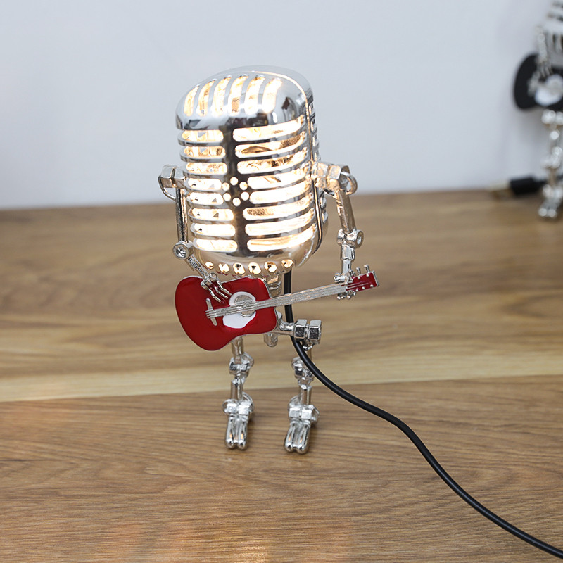 Amerikietiškas retro mikrofonas stalo lempa, skirta viešbučio miegamajam prie lovos Svetainės apdaila Apšvietimas Modernūs minimalistiniai staliniai šviestuvai