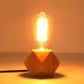 Lampă de noapte mică din lemn, lampă de masă mică, lampă de masă simplă pentru dormitor E27 iluminat de uz casnic
