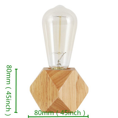 Lampă de noapte mică din lemn, lampă de masă mică, lampă de masă simplă pentru dormitor E27 iluminat de uz casnic