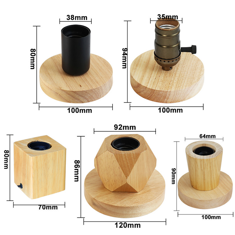 Retro Vintage laualamp puidust E27 öövalgusti 85-265 V EU-pistik Magamistoa voodilauale Lauavalgusti põrandakaunistus Mitme kujuga