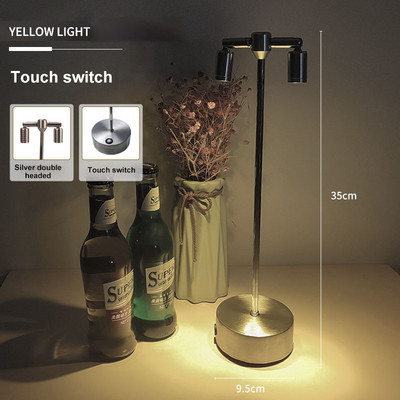 Vezeték nélküli asztali lámpa Retro bár Étterem Decor Light LED Nordic Metal Art Fashion Asztali lámpa USB újratölthető éjszakai fény