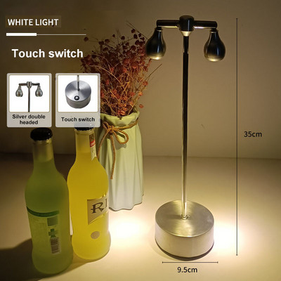 Vezeték nélküli asztali lámpa Retro bár Étterem Decor Light LED Nordic Metal Art Fashion Asztali lámpa USB újratölthető éjszakai fény