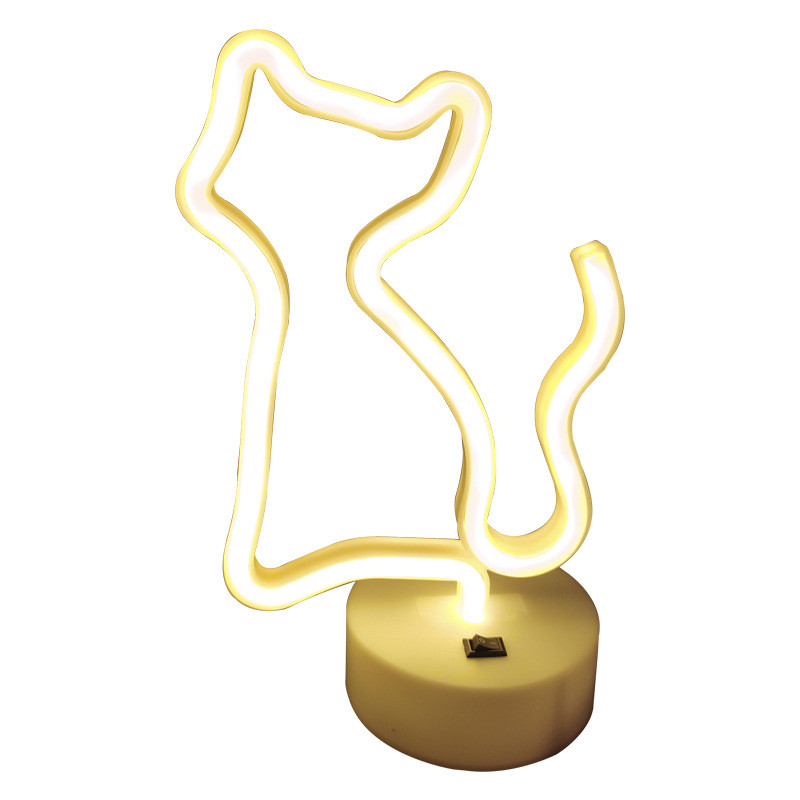 Macska alakú USB elemlámpa ünnepi dekoráció Neon éjszakai fényű led lámpa hálószoba dekorációhoz, esküvői parti dekorációhoz, ajándék