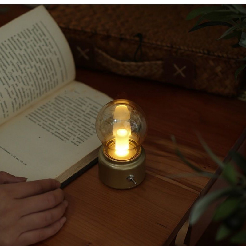 Asztali Usb Retro Izzó Kreatív Brit stílusú USB töltés Kis éjszakai fény LED energiatakarékos mini éjjeli hangulat lámpa