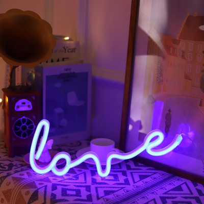 Love Shape Romote Éjszakai lámpa lámpa Rózsaszín lámpa Éjszakai lámpa karácsonyra Esküvői Születésnapi Asztali dekoráció LED neonlámpák