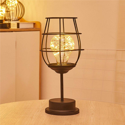 Διακοσμητικό φωτιστικό για φανάρι για μπουκάλι κρασιού Creative Hollow Out Drinking Glass Light Night Light Light φαναράκι από σφυρήλατο σίδερο