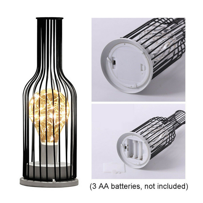 Lampă cu LED pentru sticla de vin scobită creativă Lumină pentru sticlă de băut Lumină de noapte din fier forjat Lanternă Lampă pentru sticla de vin roșu Lumină decorativă