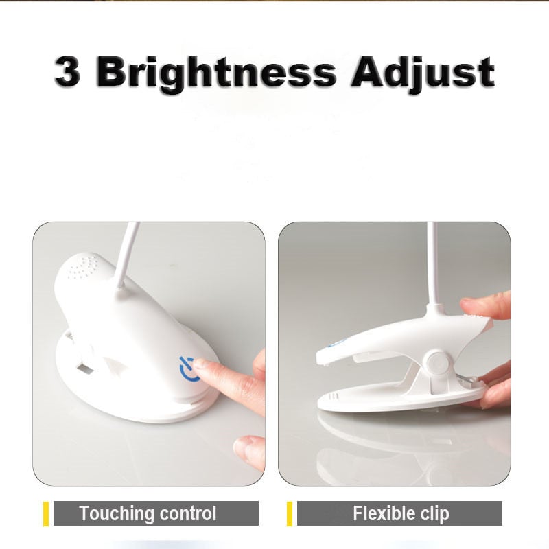 Kaasaskantav taaslaetav klamber laualambil õppetöö puutetundliku hämardamise LED-lauavalgusti öökülje raamatuvalgusti kontoritarvete jaoks