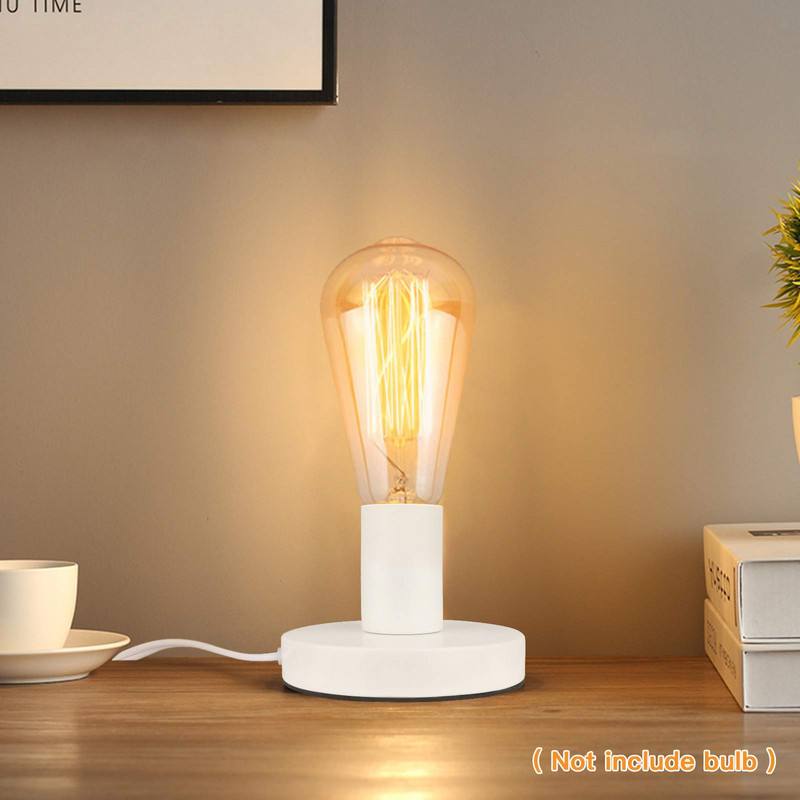 Baza lămpii de masă din metal lustruit Baza lămpii de masă industriale Cablu de 1,8 m Priză E27 UE SUA cu întrerupător Lampă mică noptieră