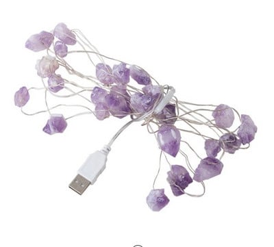 Naturaalsest kvartsist kalliskivist lamp ametüstist dekoratiivvalgustid toorkividest kristallstringist tulede kaunistused magamistoa peoks