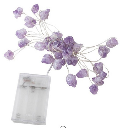 Naturaalsest kvartsist kalliskivist lamp ametüstist dekoratiivvalgustid toorkividest kristallstringist tulede kaunistused magamistoa peoks