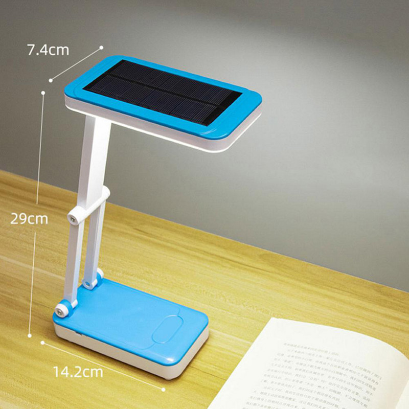 Lampă de masă cu LED solară Lampă de birou pliabilă, reîncărcabilă prin USB, lumină de noapte portabilă cu protecție a ochilor, 2 trepte, 26 LED, lumini de lectură pentru acasă