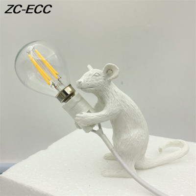 Nordic Mini Resin Mouse LED asztali lámpák nappaliba Hálószoba Éjjeli Asztali lámpa Aranyos Állat Egér Gyanta Éjszakai lámpák Lámpák