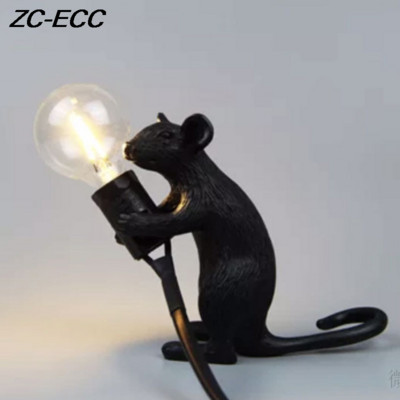 Nordic Mini Resin Mouse LED asztali lámpák nappaliba Hálószoba Éjjeli Asztali lámpa Aranyos Állat Egér Gyanta Éjszakai lámpák Lámpák