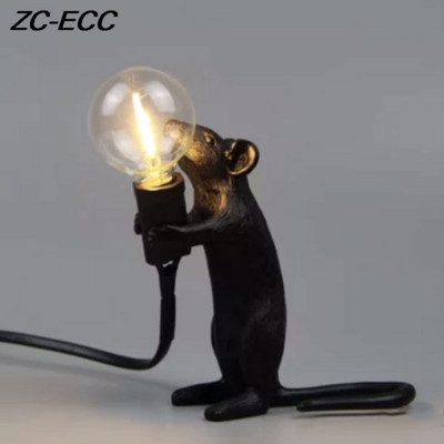 Nordic Mini Resin Mouse LED asztali lámpák nappaliba Hálószoba Éjjeli Asztali lámpa Aranyos Állat Egér Gyanta Éjszakai lámpák Lámpák