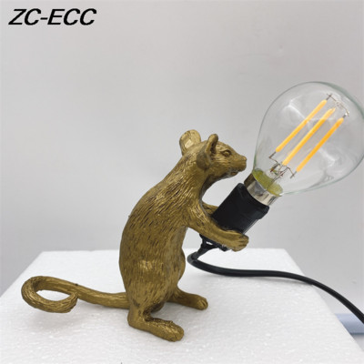 Nordic Mini Resin Mouse LED asztali lámpák nappaliba Hálószoba Éjjeli Asztali lámpa Aranyos Állat Egér Gyanta Éjszakai lámpák Lámpák