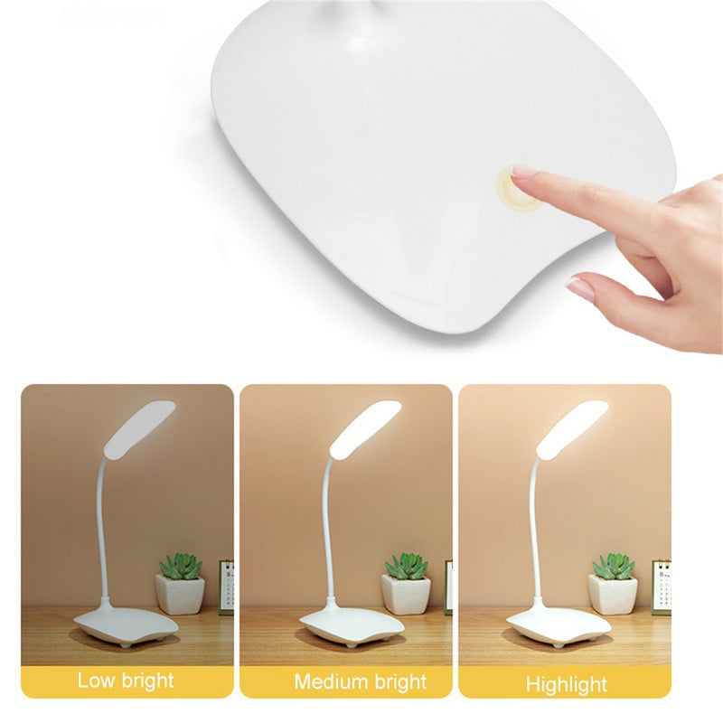 Lampă de birou cu LED-uri cu 3 niveluri Lampă de masă pliabilă cu reglare tactilă Lampă de masă alimentată prin USB Lampă de noptieră portabilă pentru protecția ochilor