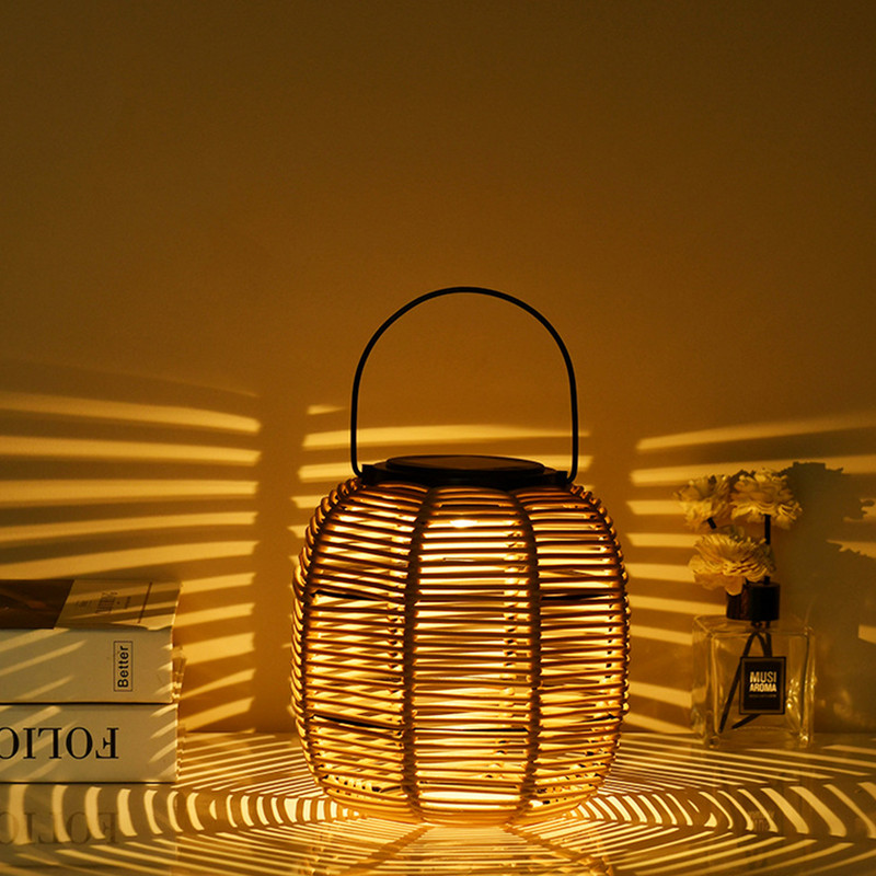 Päikeseenergia maastikulamp 600 mAh imitatsiooniga rotangist õue latern veekindel valgustus kaunistused magamistoa õue sisehoovis