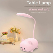 Aranyos macska asztali éjszakai lámpa gyerekeknek Színes gyerekasztal Szemvédő Olvasólámpa Meleg fehér Vezeték nélküli Led USB Újratölthető