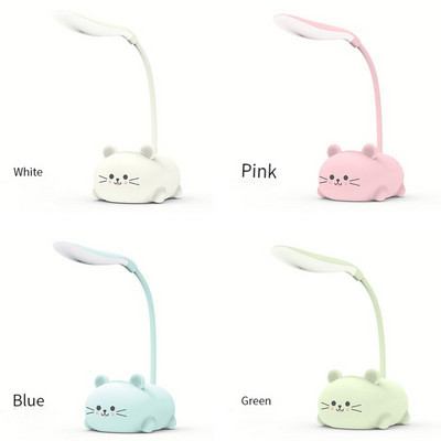 Aranyos macska asztali éjszakai lámpa gyerekeknek Színes gyerekasztal Szemvédő Olvasólámpa Meleg fehér Vezeték nélküli Led USB Újratölthető