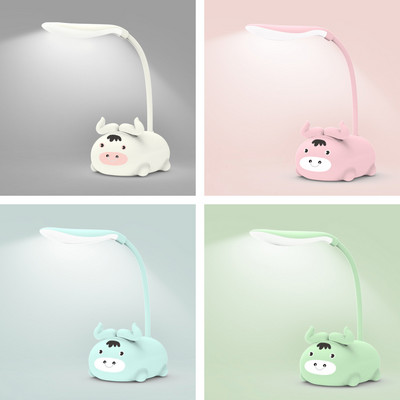 Aranyos macska asztali éjszakai lámpa gyerekeknek Színes gyerekasztal Szemvédő Olvasólámpa Meleg fehér Vezeték nélküli Led USB Újratölthető