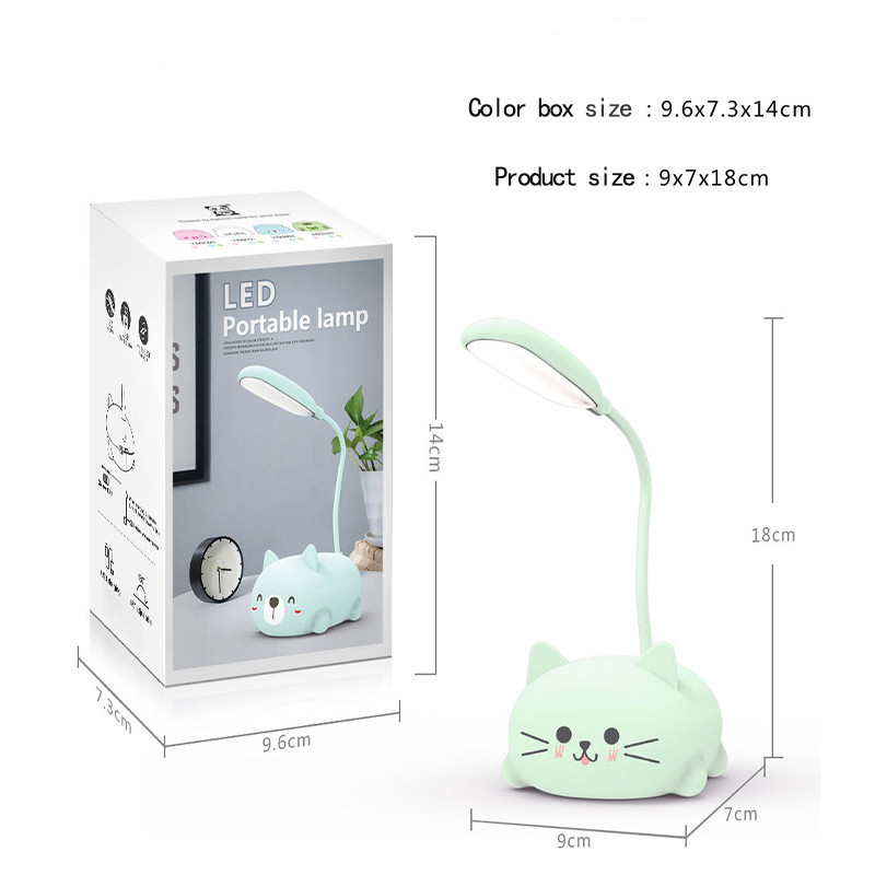 Aranyos macska asztali éjszakai lámpa gyerekeknek Színes gyerekasztal Szemvédő Olvasólámpa Meleg fehér Vezeték nélküli Led USB Újratölthető