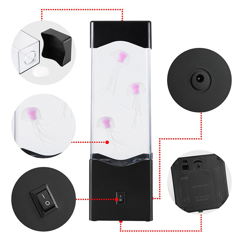 Medūzas nakts gaismas lampa LED krāsains radošs dekors akvārija nakts gaisma blakus galda lampai radoša dāvana bērniem