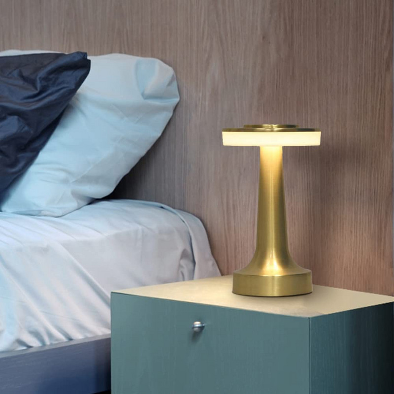 Nešiojama metalinė LED stalinė lempa, 3 spalvų jutiklinio jutiklio įkraunama stalinė lempa, kambario dekoravimo stalinė lempa, naktinė lempa, valgomojo lempa