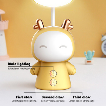 Сладка анимационна LED настолна лампа USB акумулаторна защита на очите Детска лампа за четене на бюро Сгъваема нощна лампа за спалня