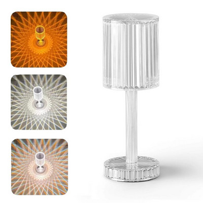 Lampă de masă cu LED-uri din cristal 3/16 culori Lampă tactilă de încărcare prin usb Lumini de atmosferă Lumină LED Noapte Dormitor Lampă de noptieră Home Crăciun Decor