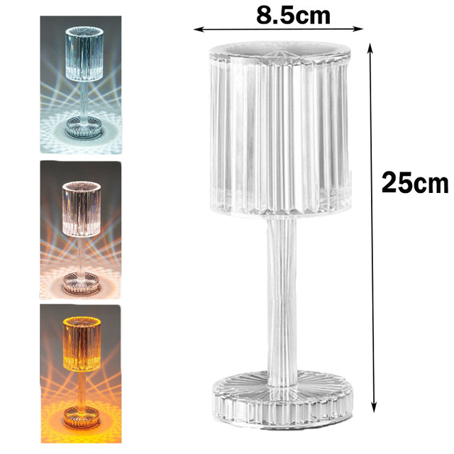 Lampă de masă cu LED-uri din cristal 3/16 culori Lampă tactilă de încărcare prin usb Lumini de atmosferă Lumină LED Noapte Dormitor Lampă de noptieră Home Crăciun Decor