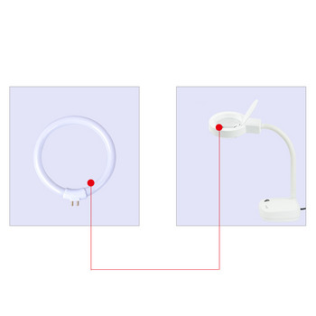 Бели малки настолни лампи Крушка Флуоресцентна пръстеновидна лампа Пръстенообразни тръби Анти-4-щифтова лупа Светлина 110V & 220V T4 11W 12W