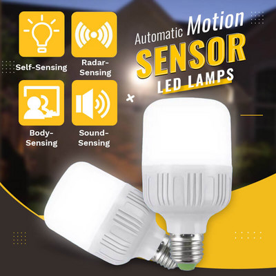 Автоматична LED лампа със сензор за движение 220V Енергоспестяваща лампа 180 градуса Лампа за външно осветление 6500K LED крушка Светлина на открито Вътрешно